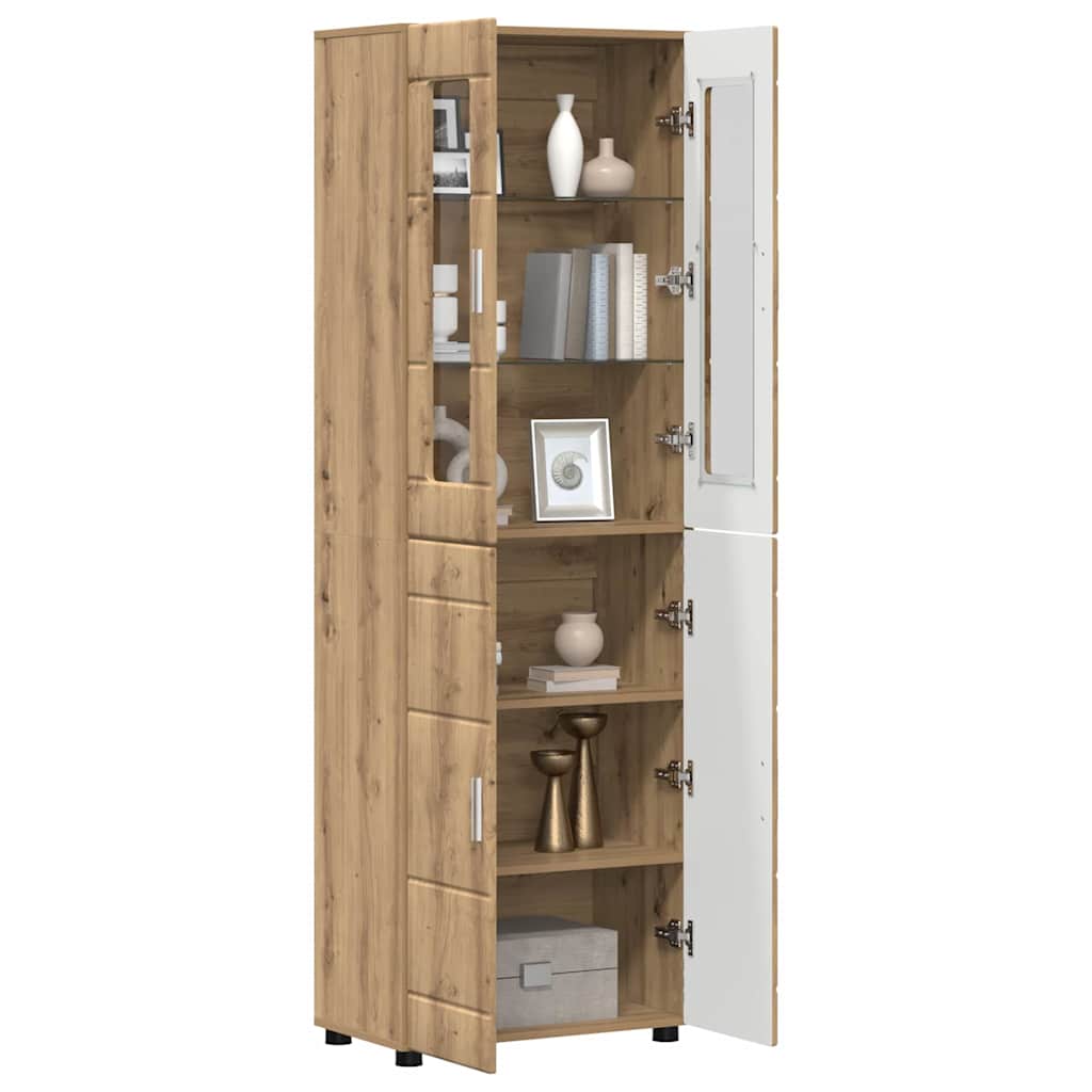 Highboard mit Regal FLORIN Weiß 60 x 35 x 182 cm Holzwerkstoff