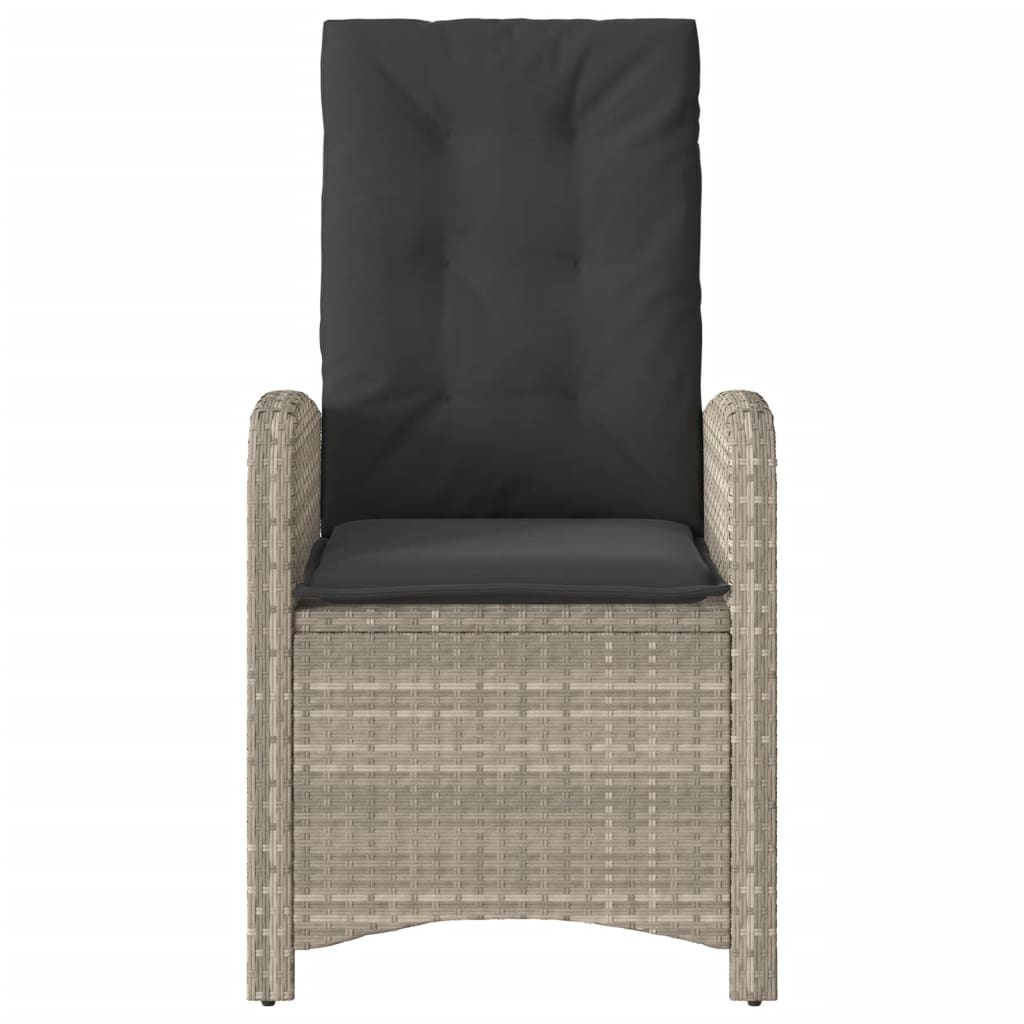 Gartensessel Verstellbar mit Kissen Schwarz Poly Rattan