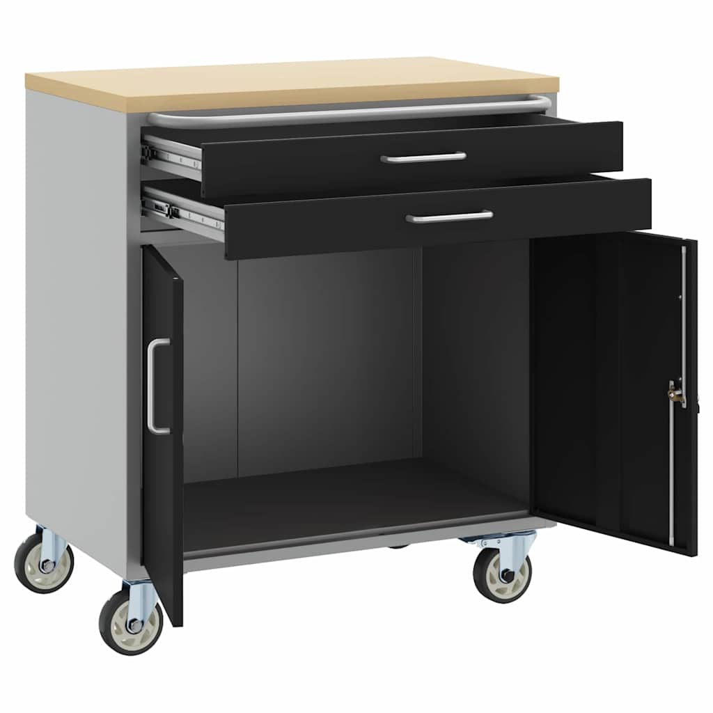 Trolley Rolling Workbench Schwarz und Grau 75 x 45 x 85 cm