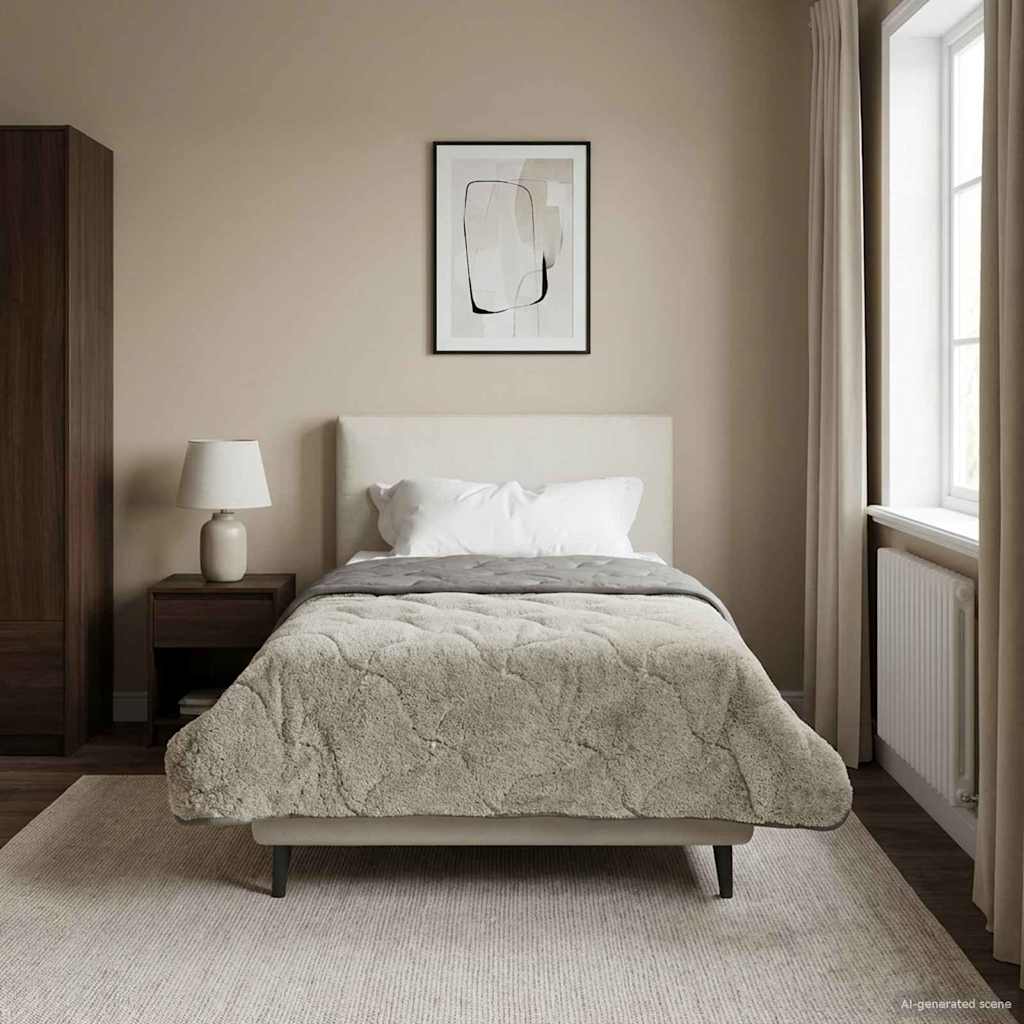 Sommerdecke Anthrazit 135 x 200 cm Mikrofaser und Teddy-Fleece