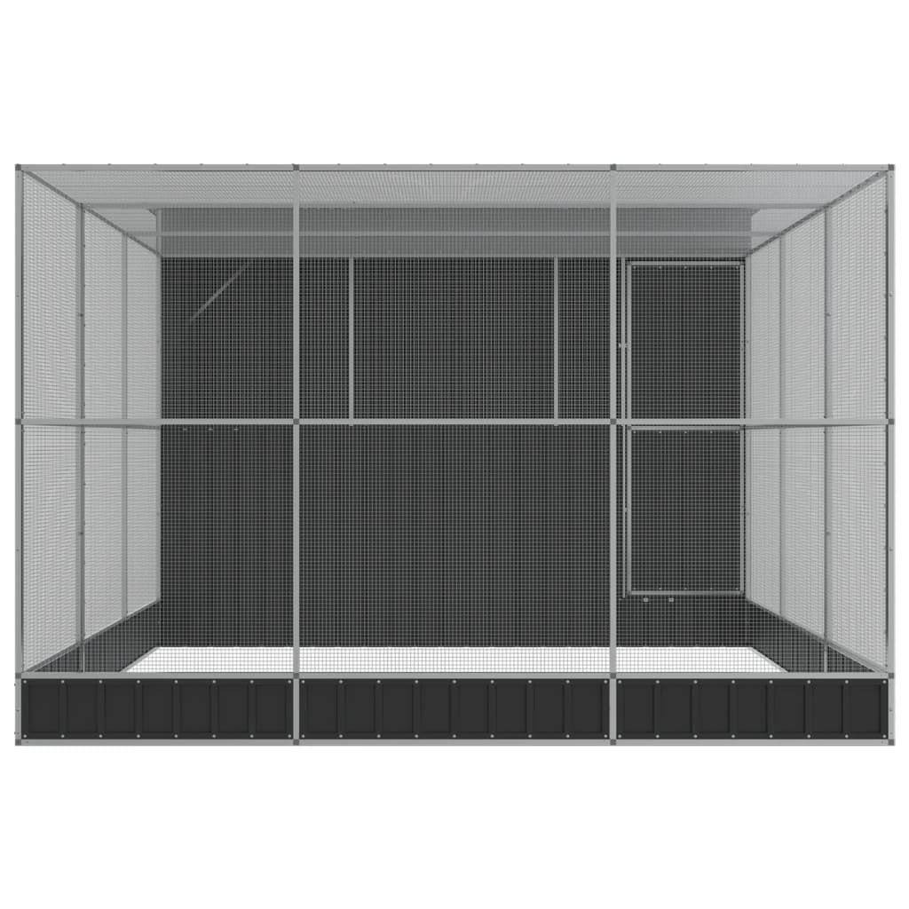 Voliere mit Erweiterung Silber 416 x 203 x 216 cm Stahl