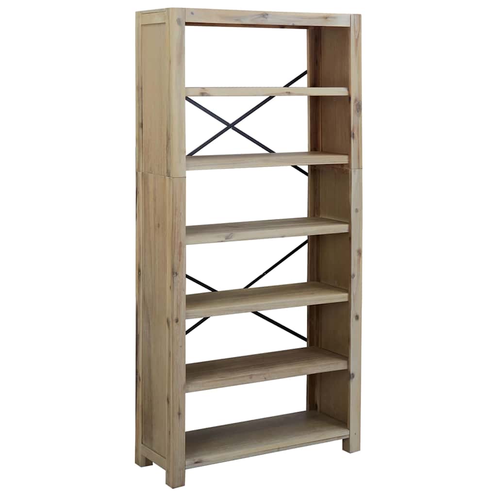 Bücherregal 7 Böden 80x30x200 cm Massivholz Akazie