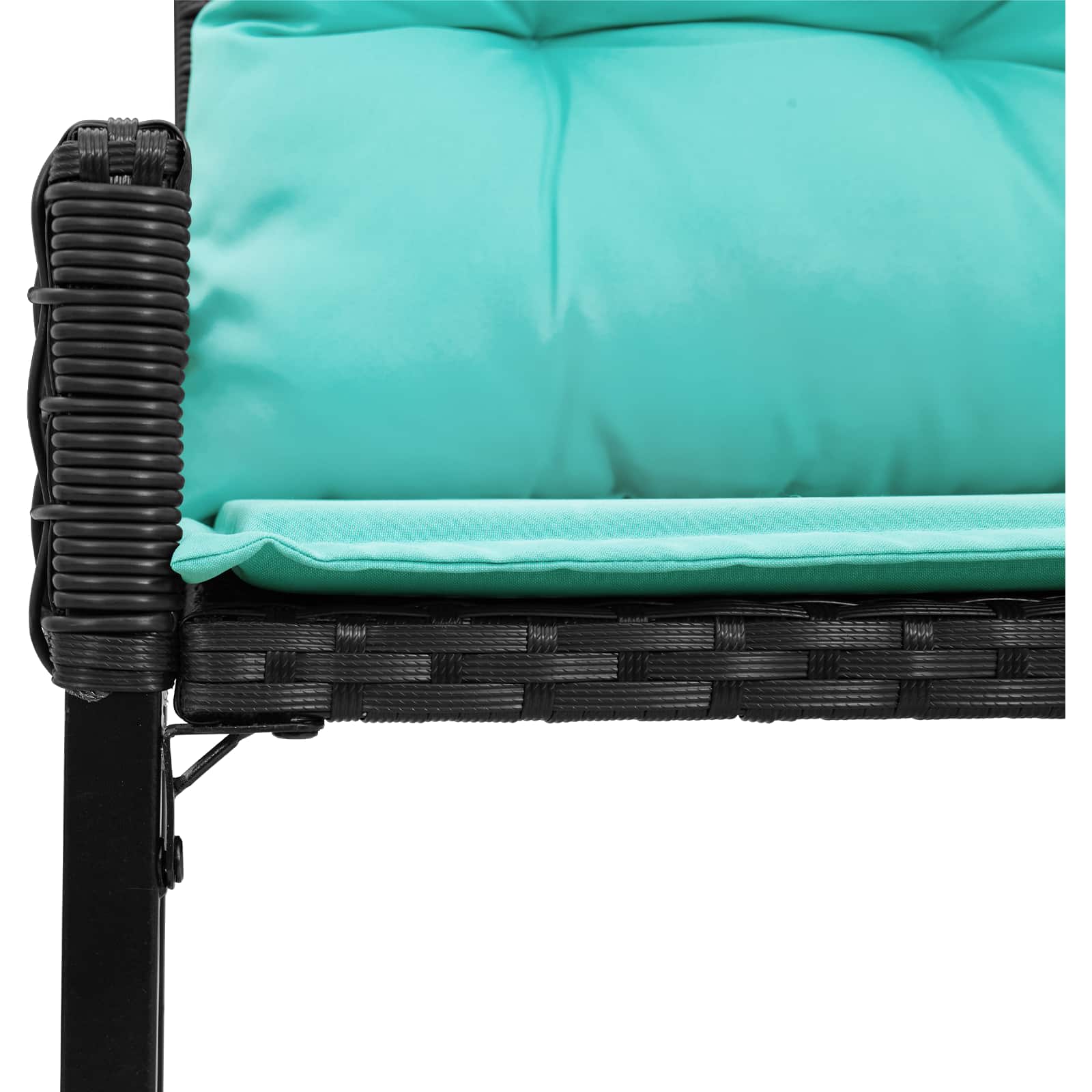 Bank Outdoor mit Kissen Schwarz und Cremeweiß 118 x 55 x 82 cm