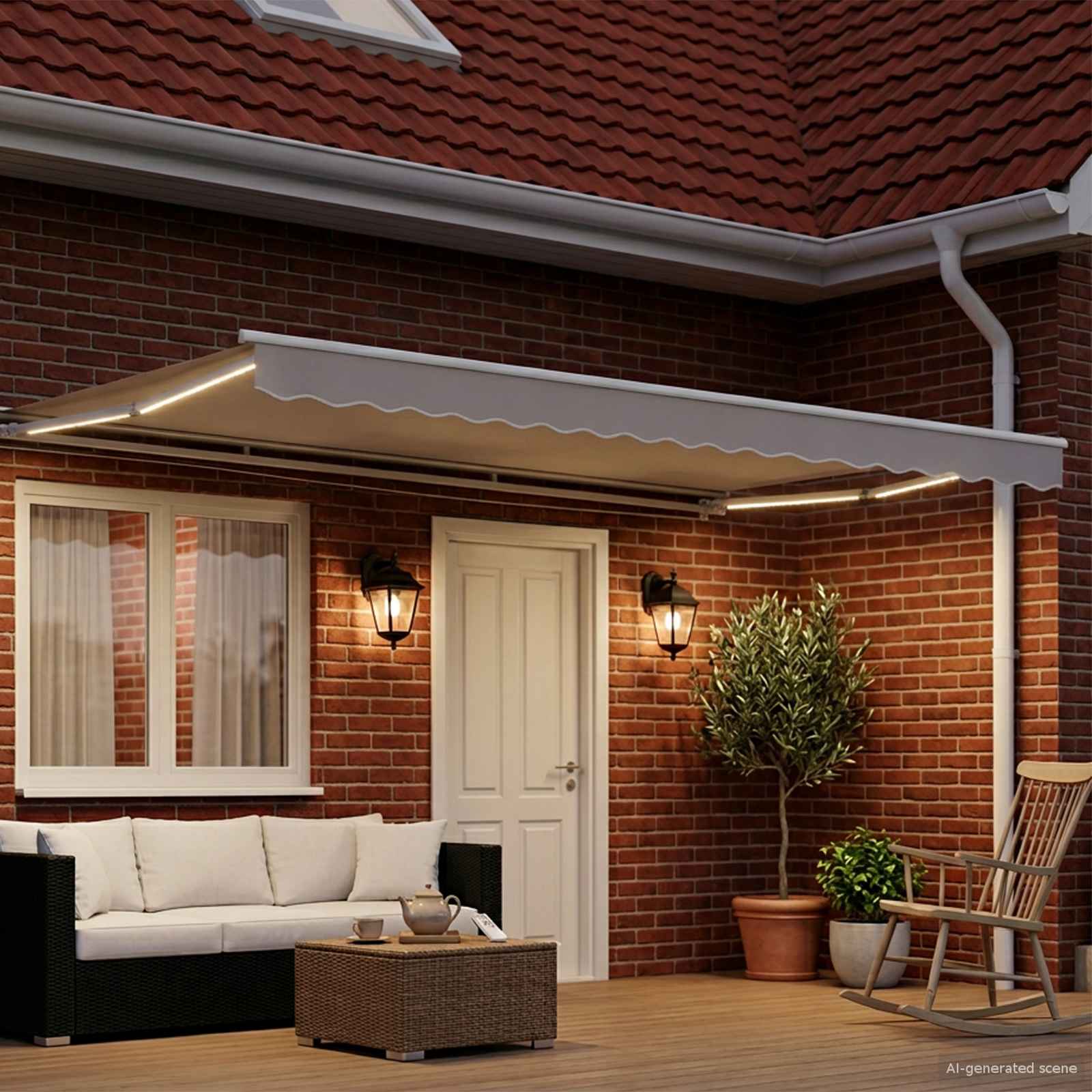 Elektrische Markisenrahmen mit LEDs Weiß 2,5 x 2 m Aluminium