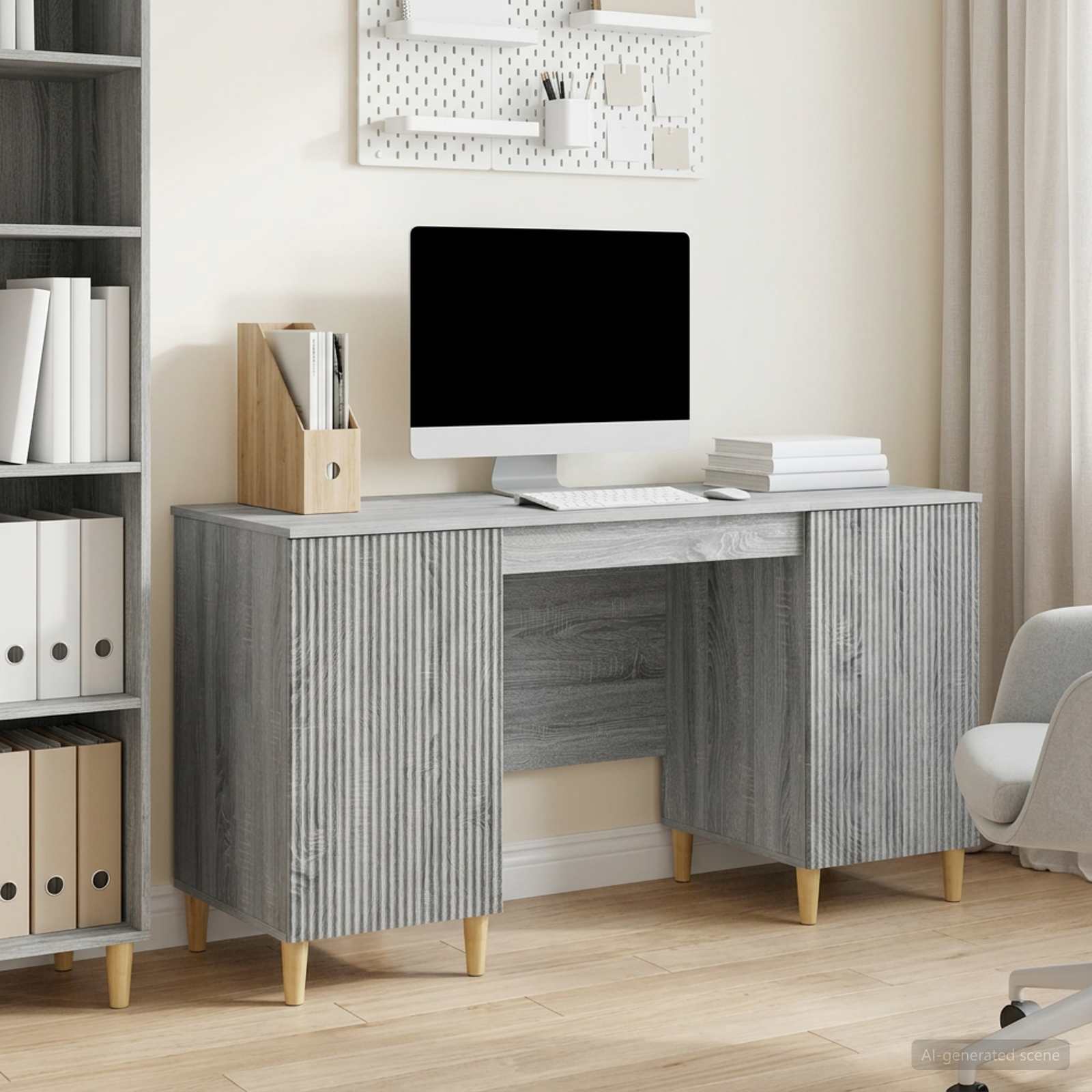 Schreibtisch mit Regal Schwarz 142,5 x 50 x 75 cm Holzwerkstoff