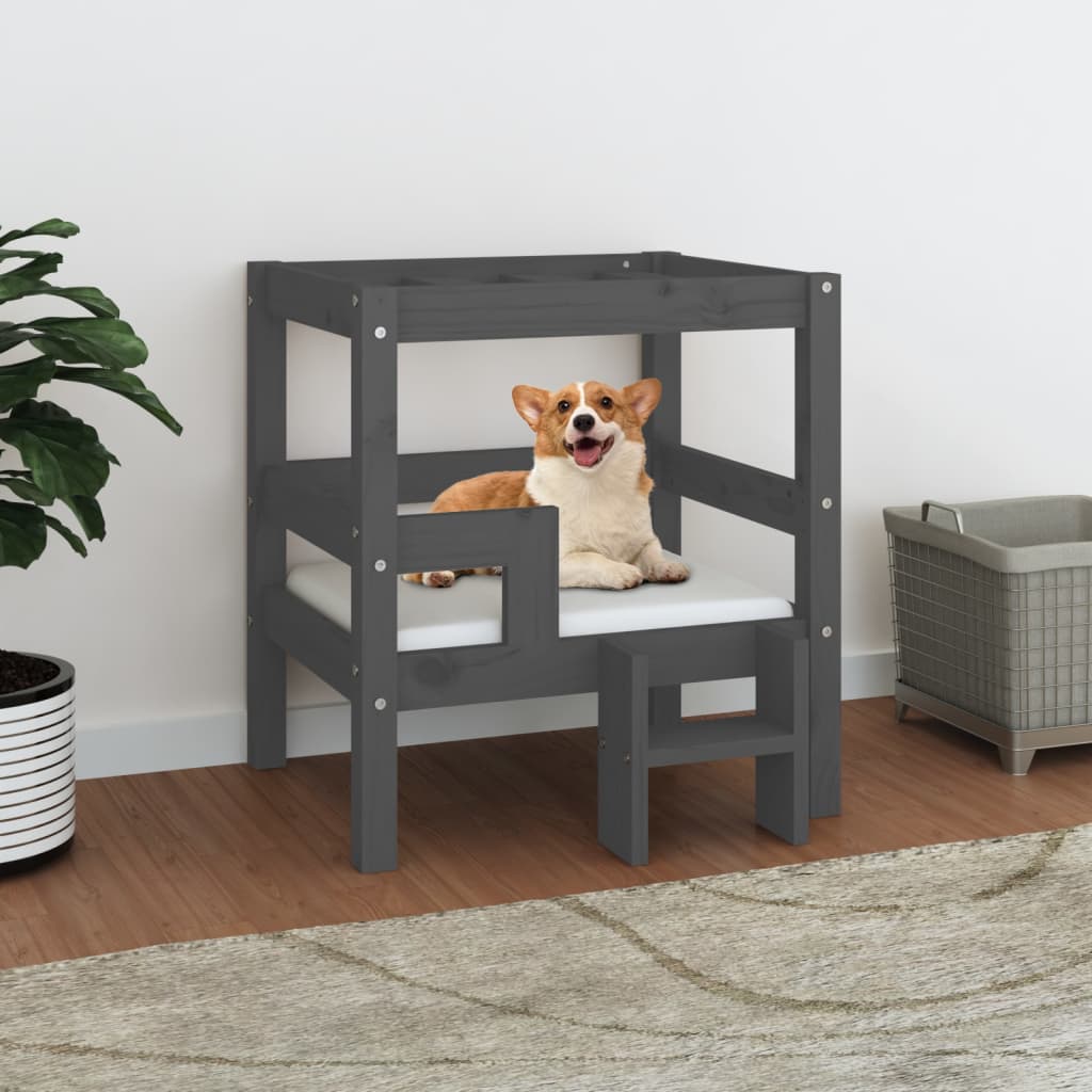 Hundebett Weiß 55,5x53,5x60 cm Massivholz Kiefer