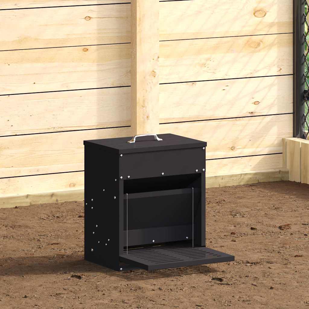 Hühnertretfeeder Schwarz 25 x 42 x 40 cm Kaltgewalzter Stahl