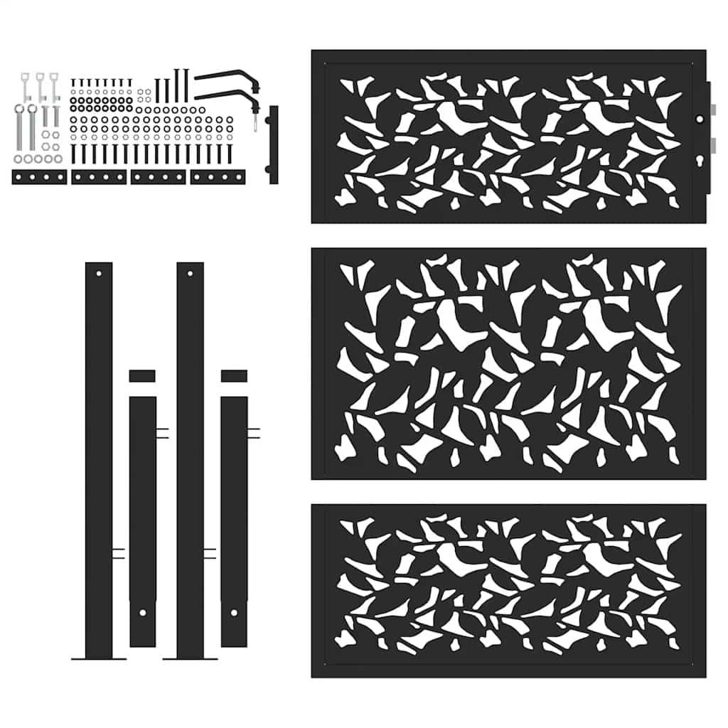 Gartentor Schwarz 100x100 cm Stahl Lichtdesign
