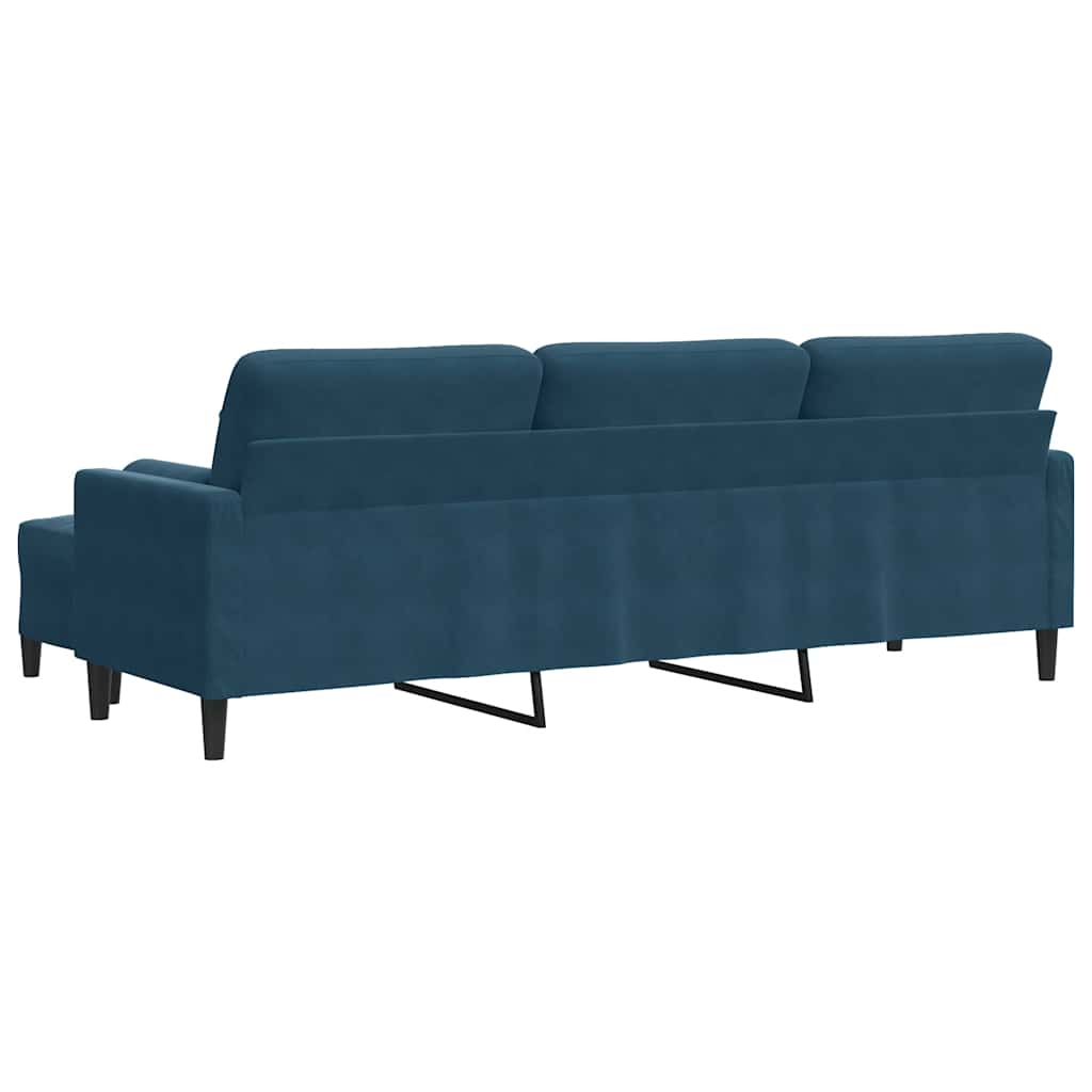 3-Sitzer-Sofa mit Hocker Hellgrau 180 cm Samt