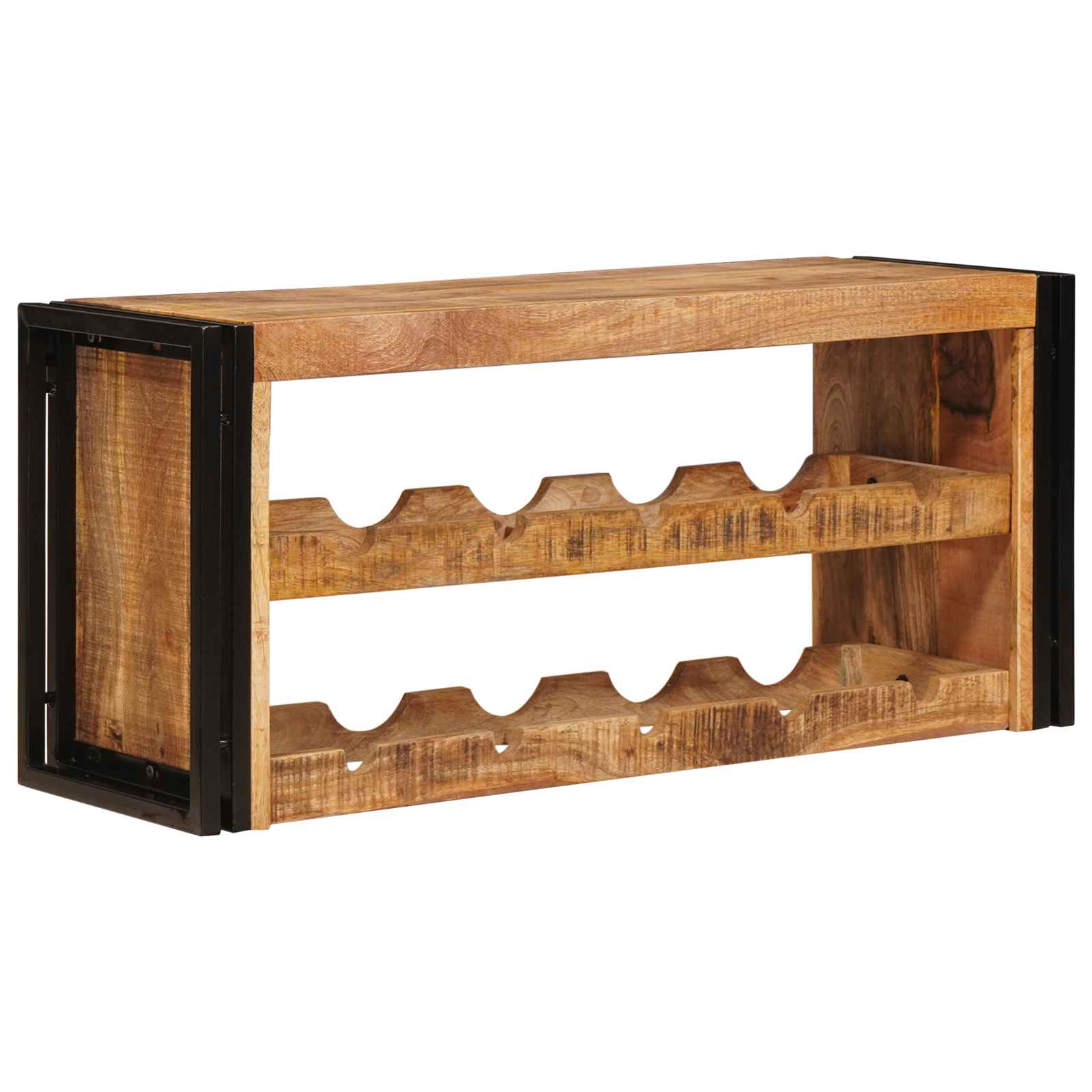 Weinregal Braun 60 x 45 x 33 cm Massives grobes Mangoholz