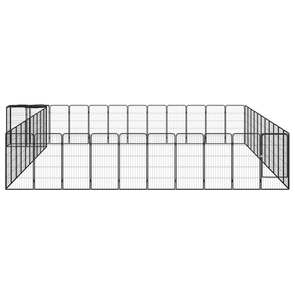 6-tlg. Hundelaufstall Schwarz 50x100cm Stahl Pulverbeschichtung