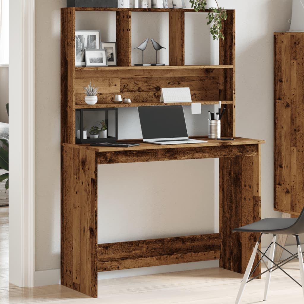 Schreibtisch mit Regal Weiß 102x45x148 cm Holzwerkstoff