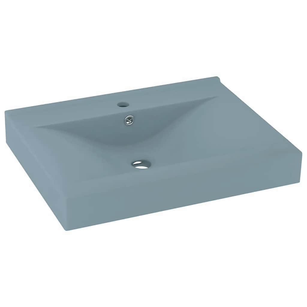 Luxus-Waschbecken mit Hahnloch Matt-Weiß 60x46 cm Keramik