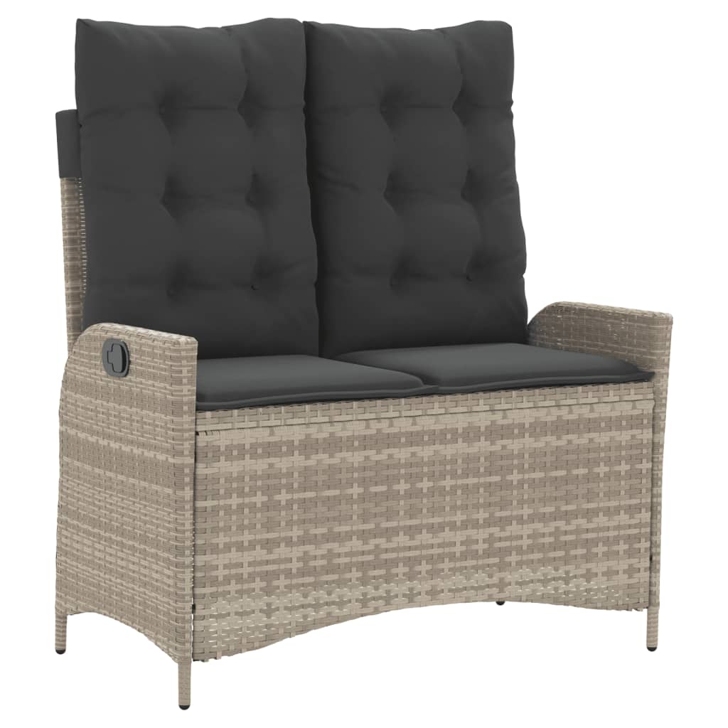 Gartenbank Verstellbar mit Kissen Schwarz Poly Rattan