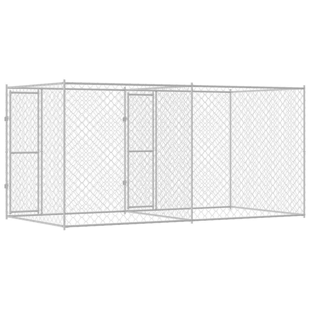 Hundezwinger mit Tür Grau 2x2x1,5 m Verzinkter Stahl