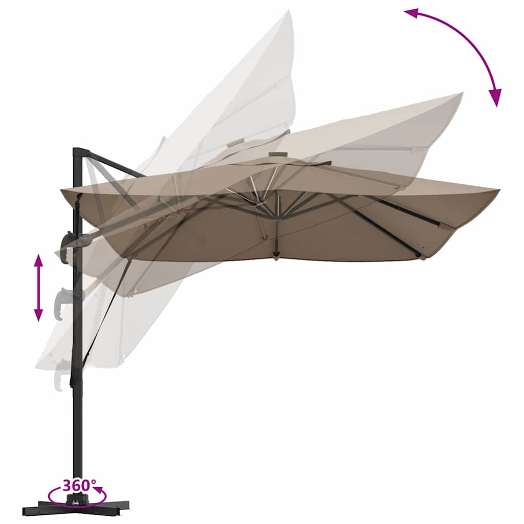 Sonnenschirm Sand 352 x 251 x 265 cm Polyester und Aluminium