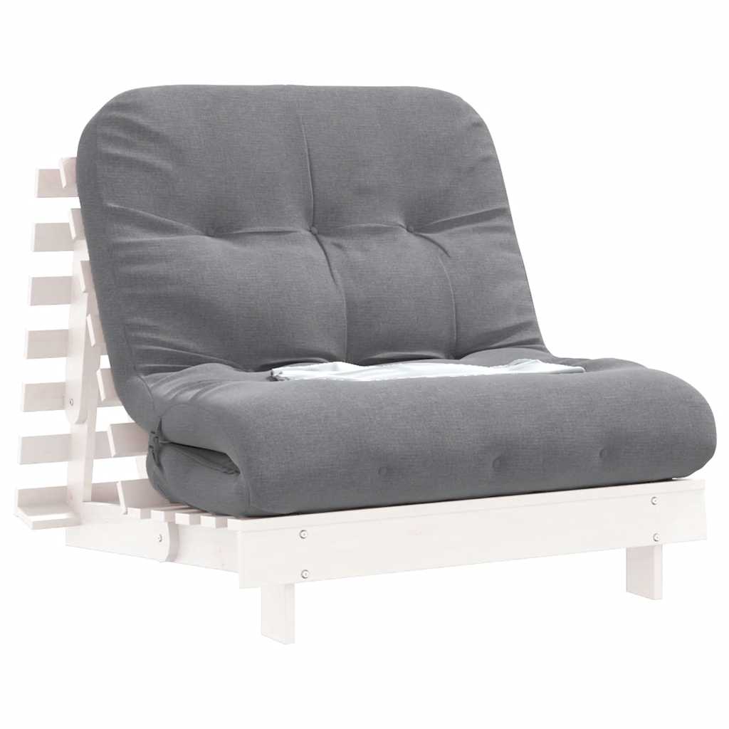 Futon Schlafsofa mit Matratze Braun 70x206x11 Massivholz Kiefer