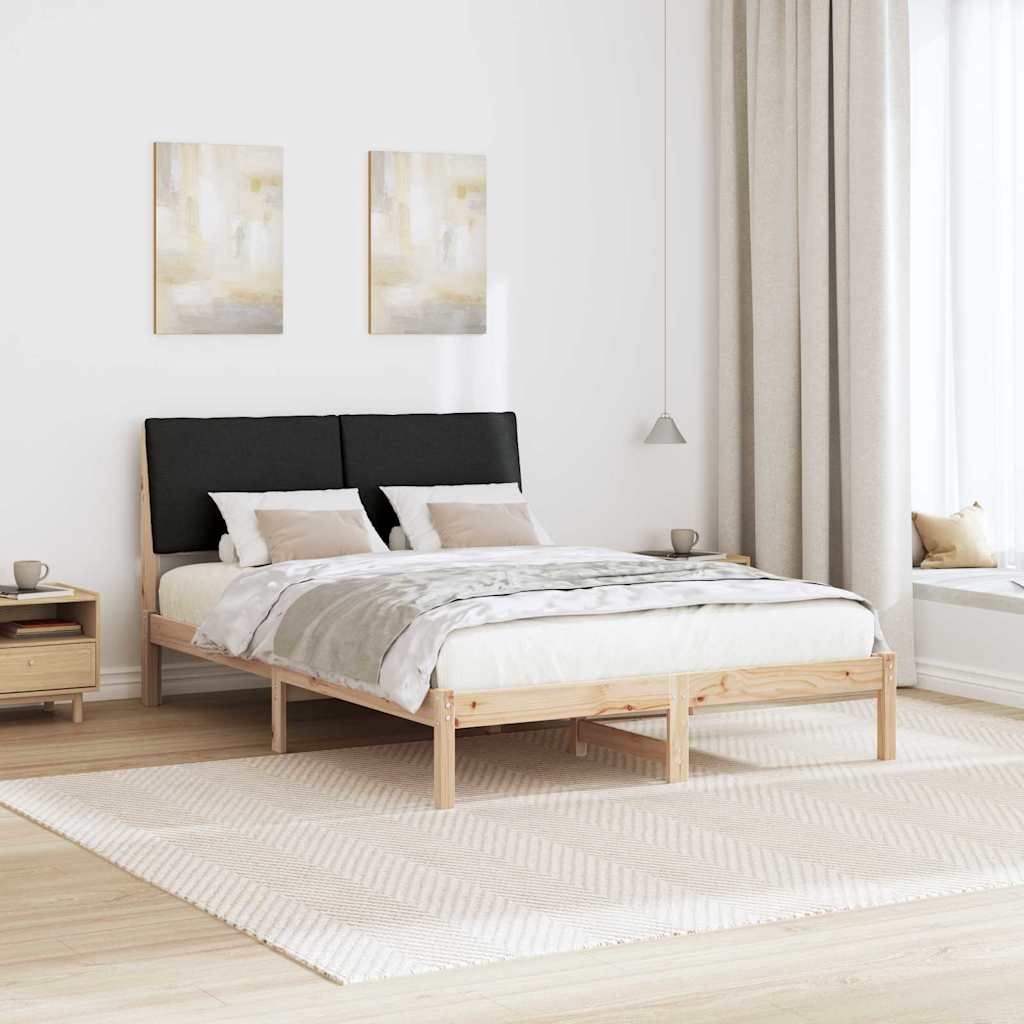 Bettgestell Braun und hellgrau 200 x 200 cm Massivholz Kiefer