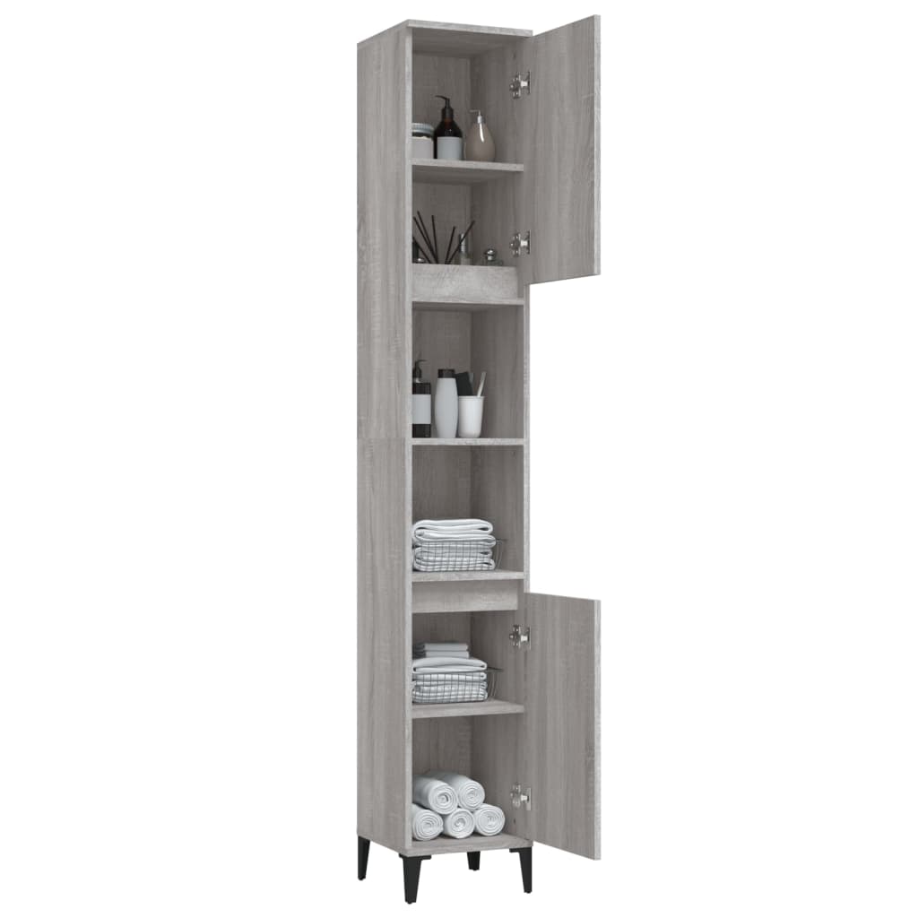 Badschrank Weiß 30x30x190 cm Holzwerkstoff