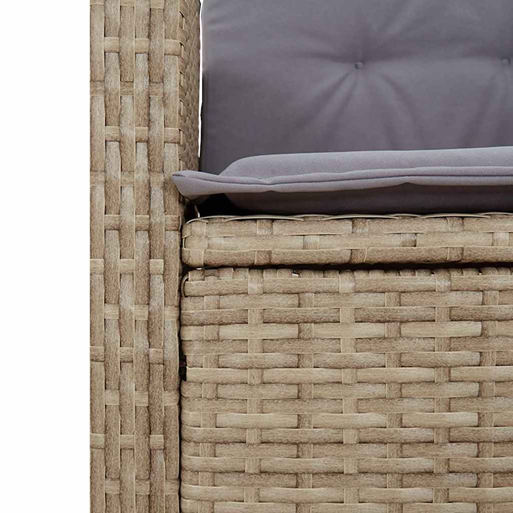 Gartenbank Verstellbar mit Kissen Schwarz Poly Rattan