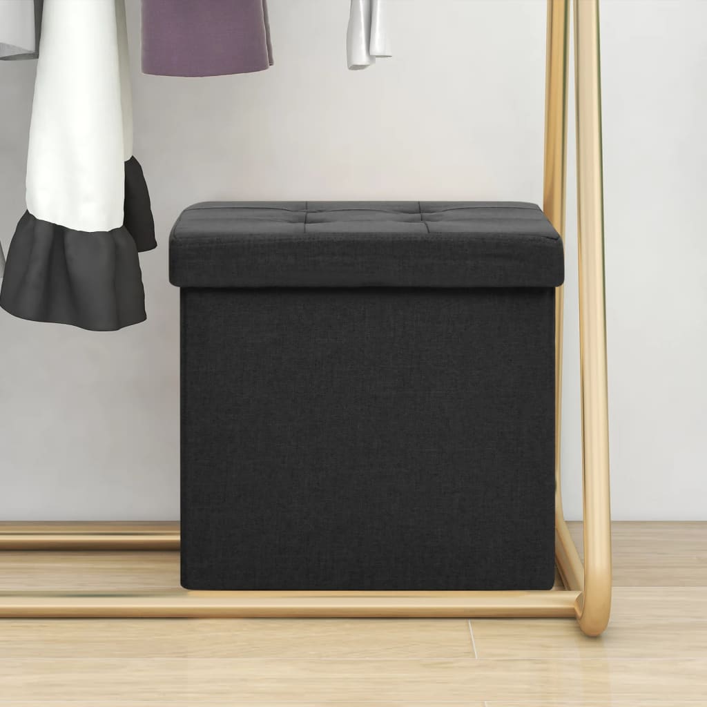 Hocker mit Stauraum Cremeweiß Leinenoptik