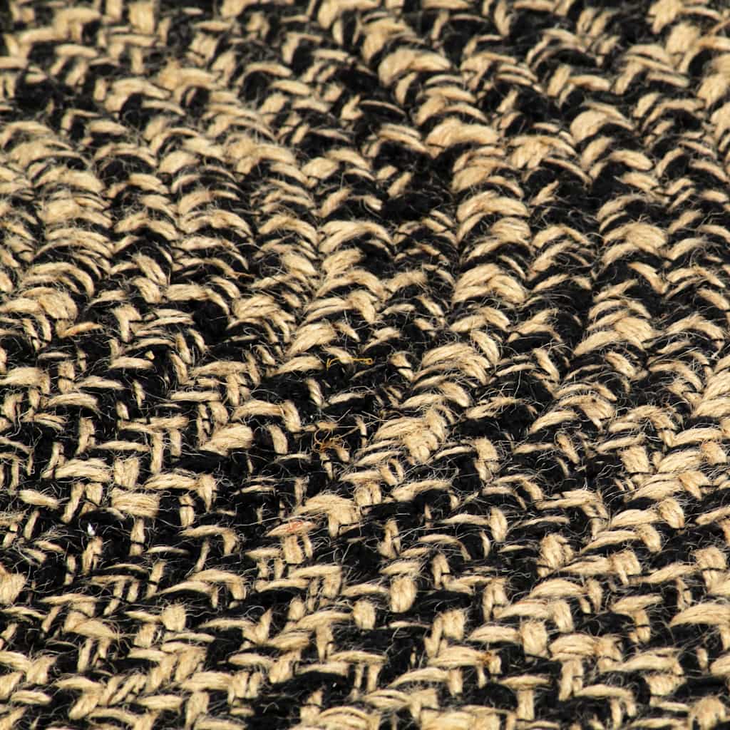 Teppich Handgefertigt Jute Schwarz und Natur 150 cm