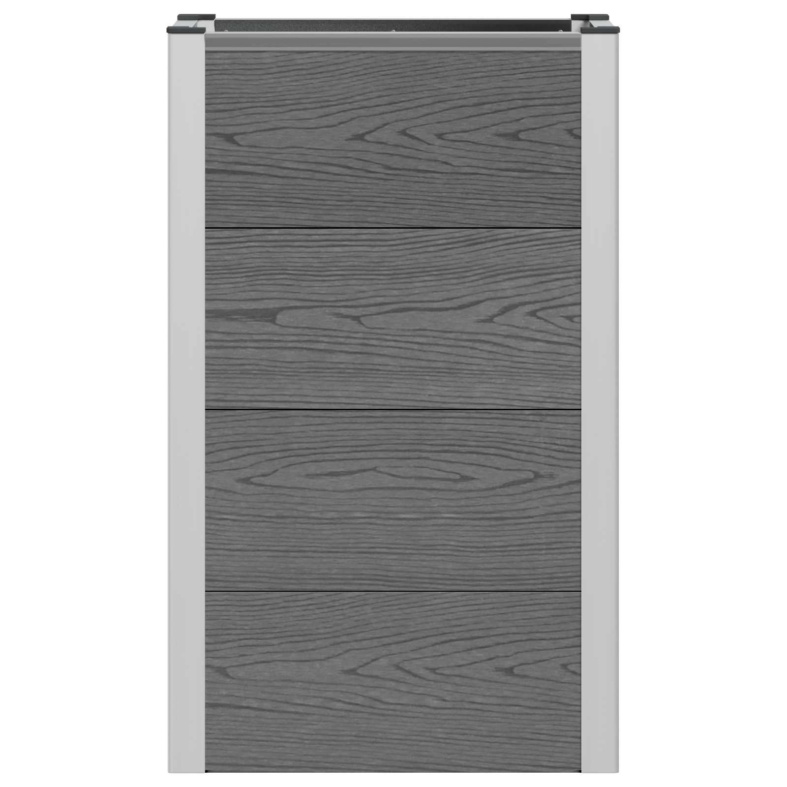 Hochbeet Grau 50 x 30 x 22 cm WPC und Aluminium