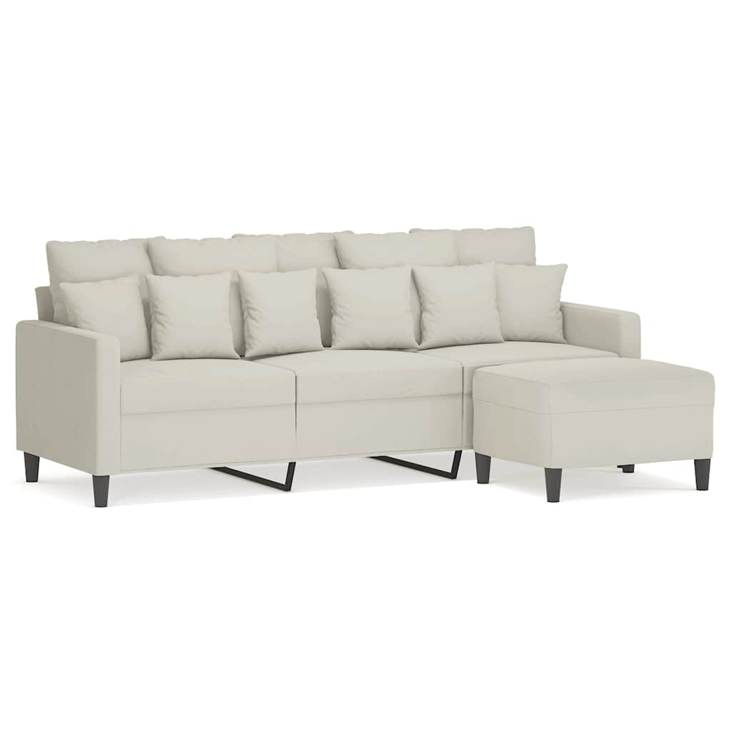3-Sitzer-Sofa mit Hocker Rosa 180 cm Samt