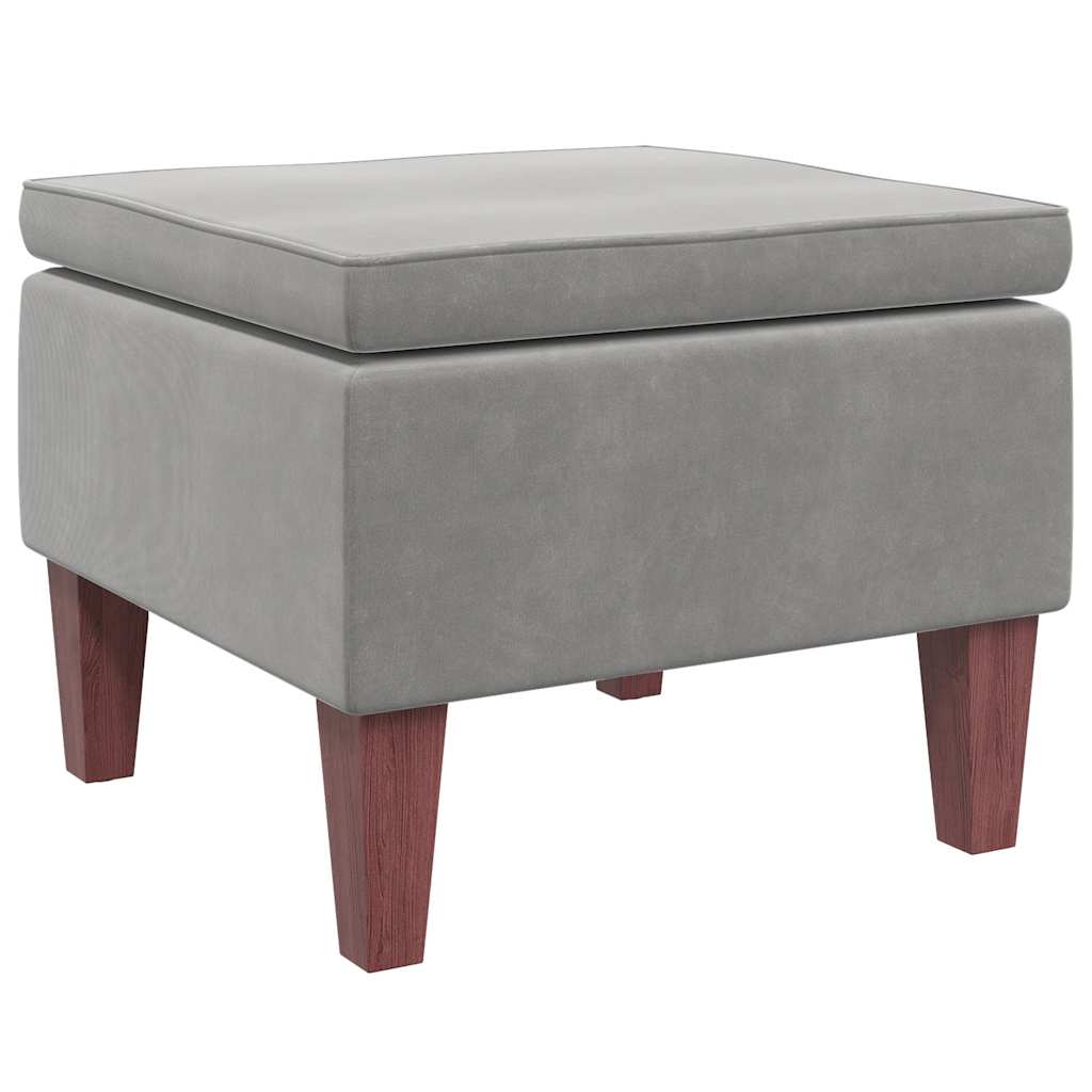 Hocker mit Holzbeinen Dunkelgrau Samt