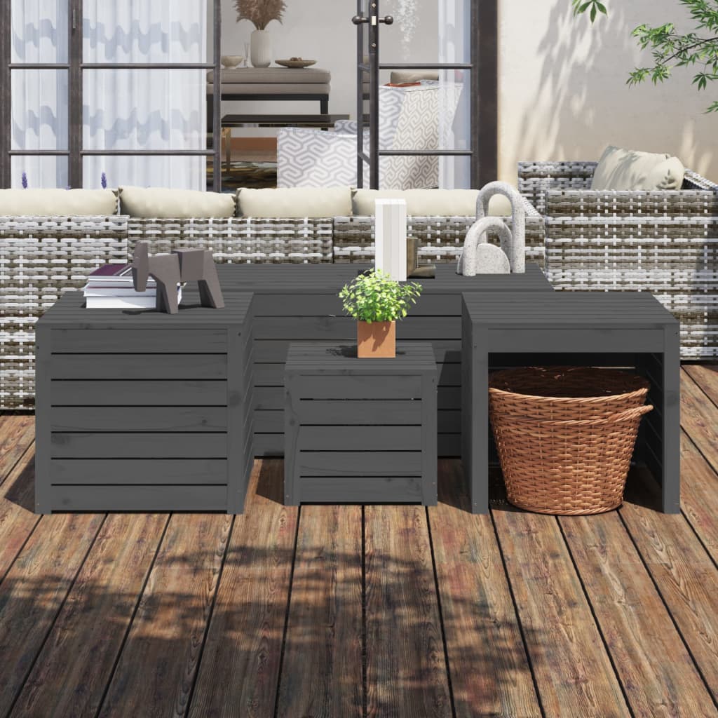 4-tlg. Gartenbox-Set Massivholz Kiefer