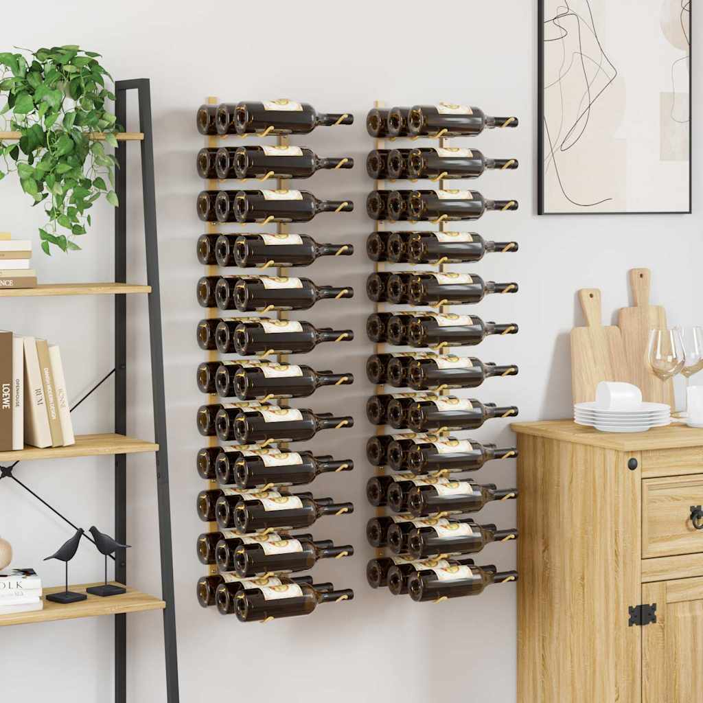 Wand-Weinregal für 24 Flaschen Schwarz Eisen