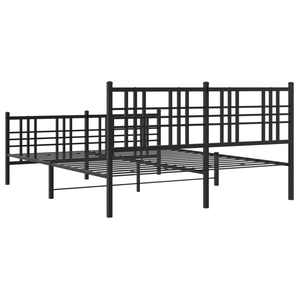 Bettgestell mit Kopf- und Fußteil Metall Schwarz 90x200 cm