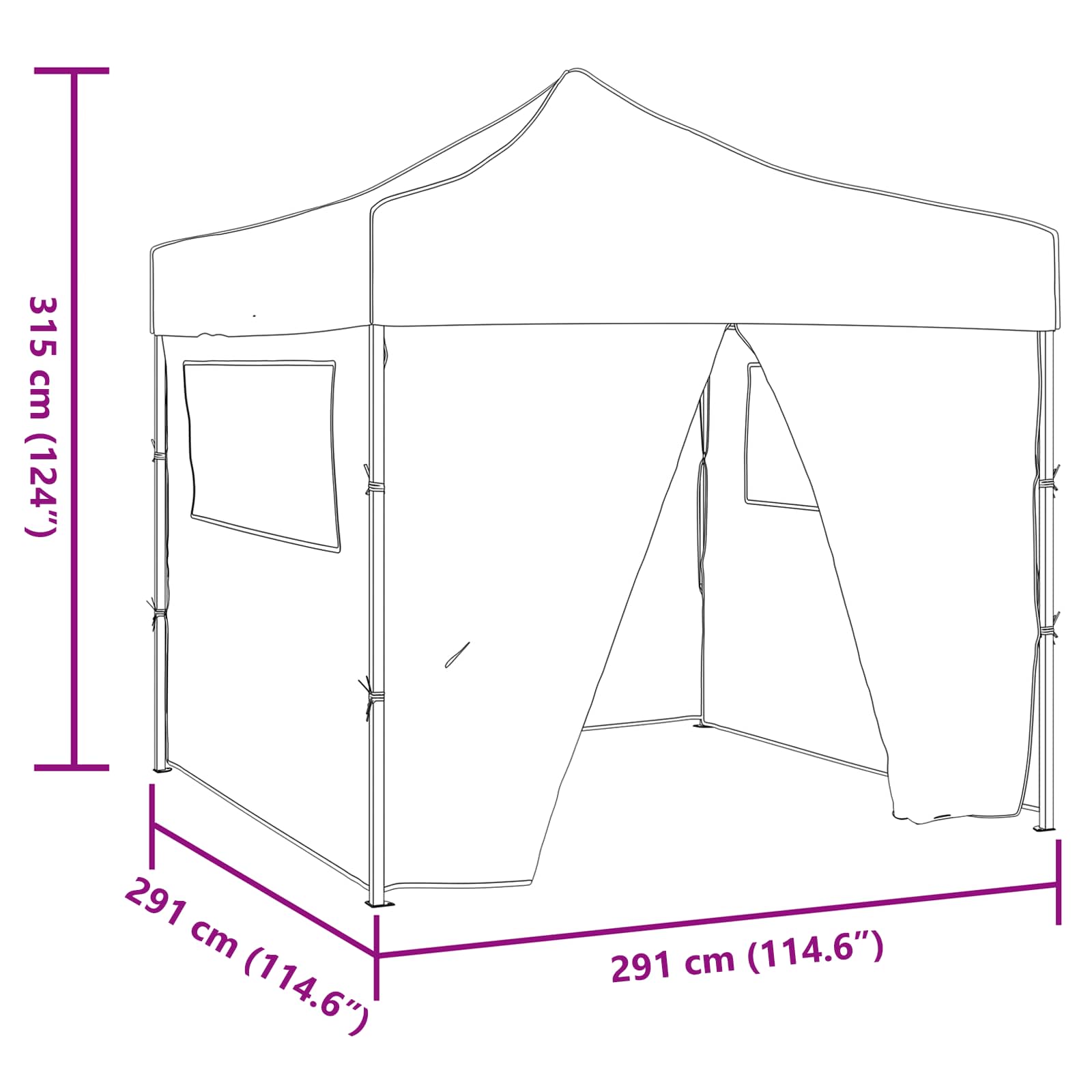 Partyzelt Faltbar Pop-Up Schwarz 292x292x315 cm