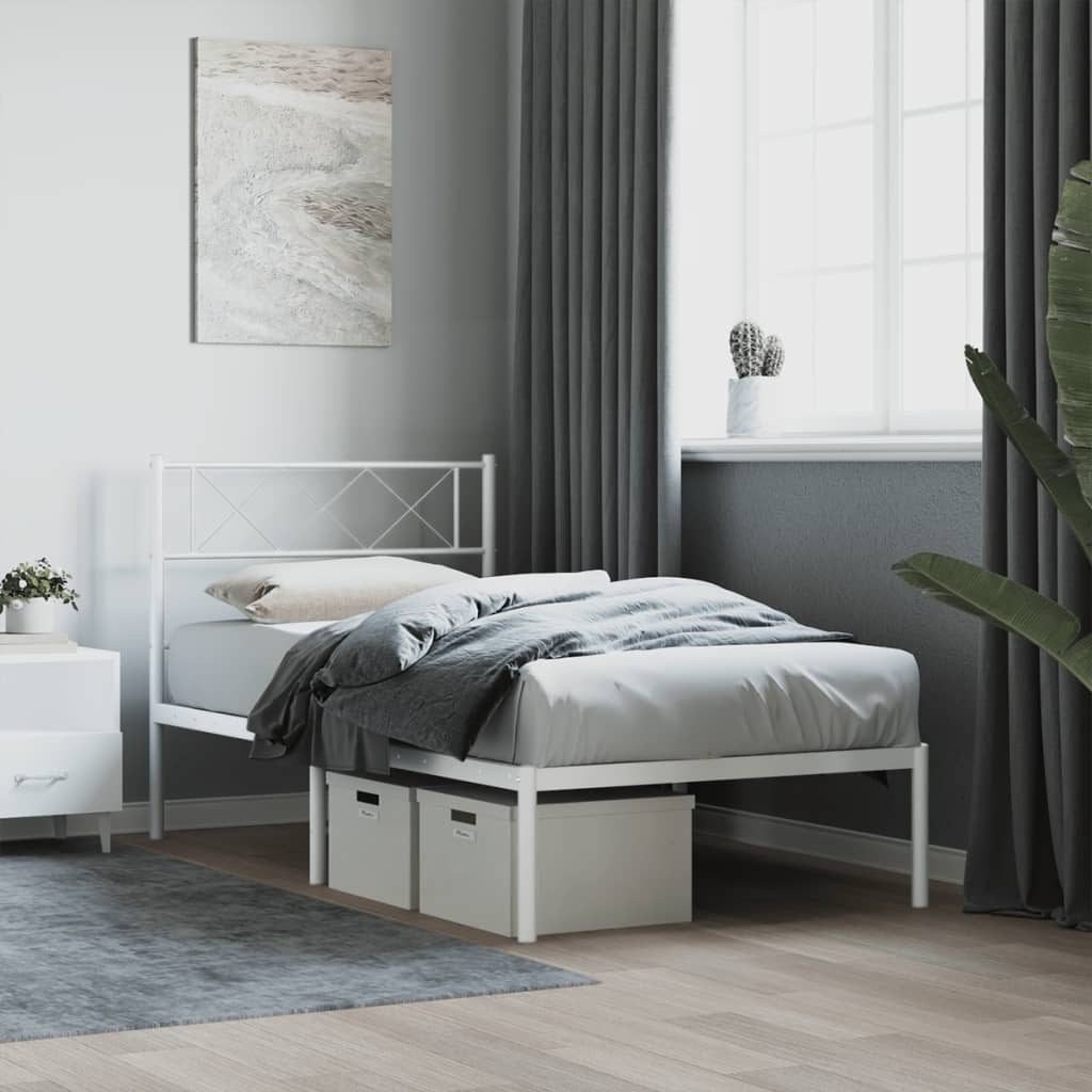 Bettgestell mit Kopfteil Metall Schwarz 100x190 cm