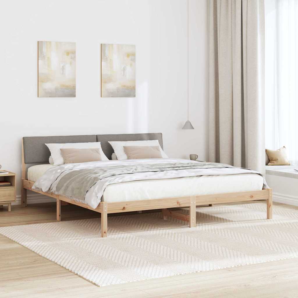 Bettgestell Braun und hellgrau 200 x 200 cm Massivholz Kiefer