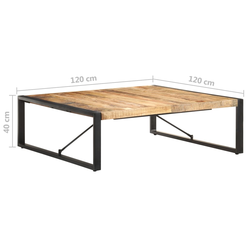 Couchtisch 140x140x40 cm Raues Mangoholz