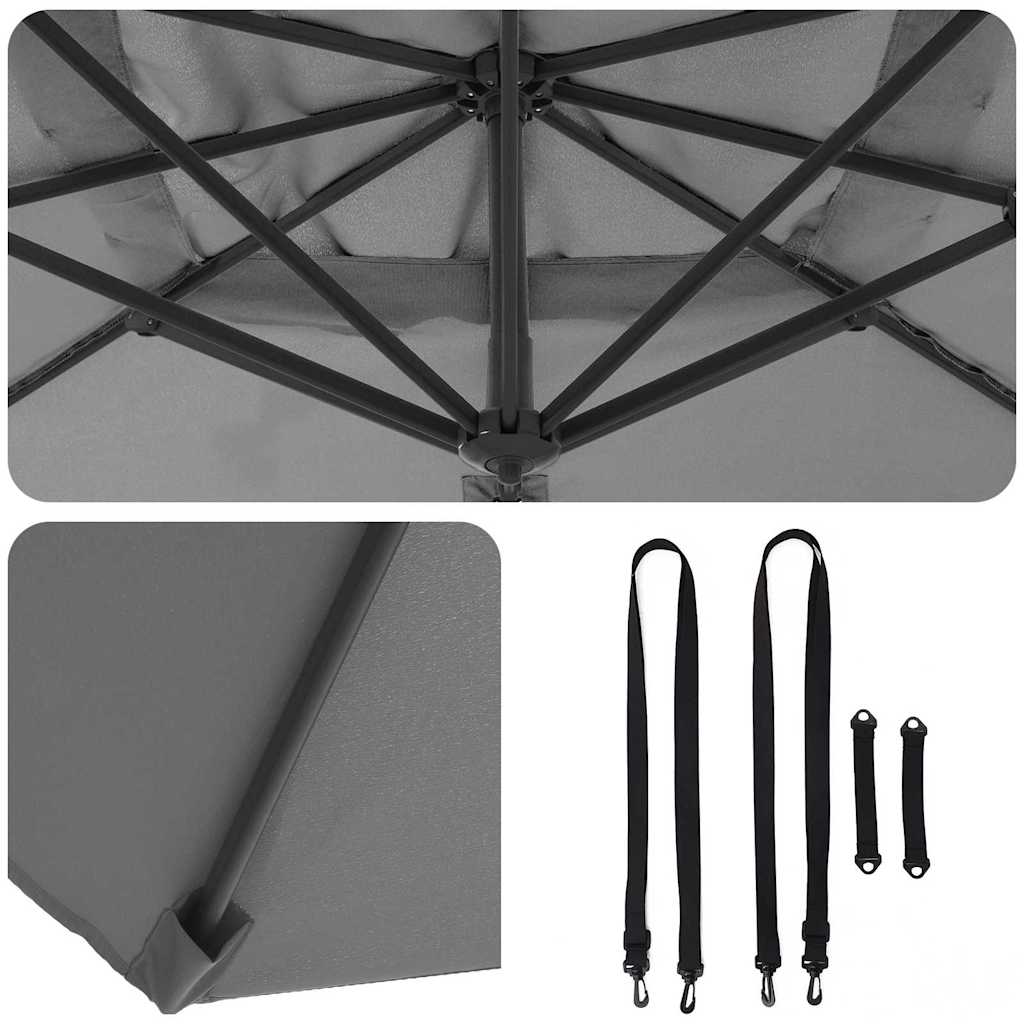Sonnenschirm Sand 351 x 250 x 260 cm Polyester und Aluminium