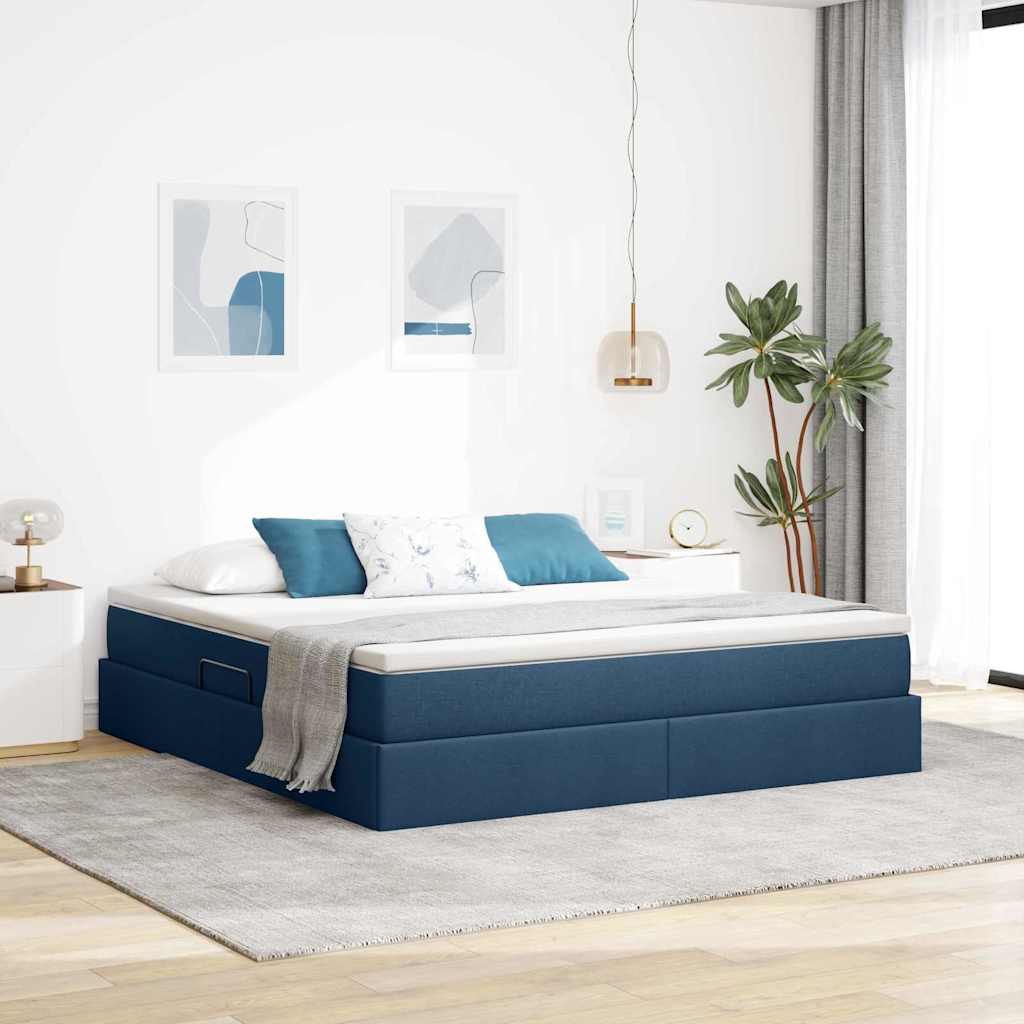 Aufbewahrungsbett mit Matratze Hellgrau 90 x 190 cm Polyester