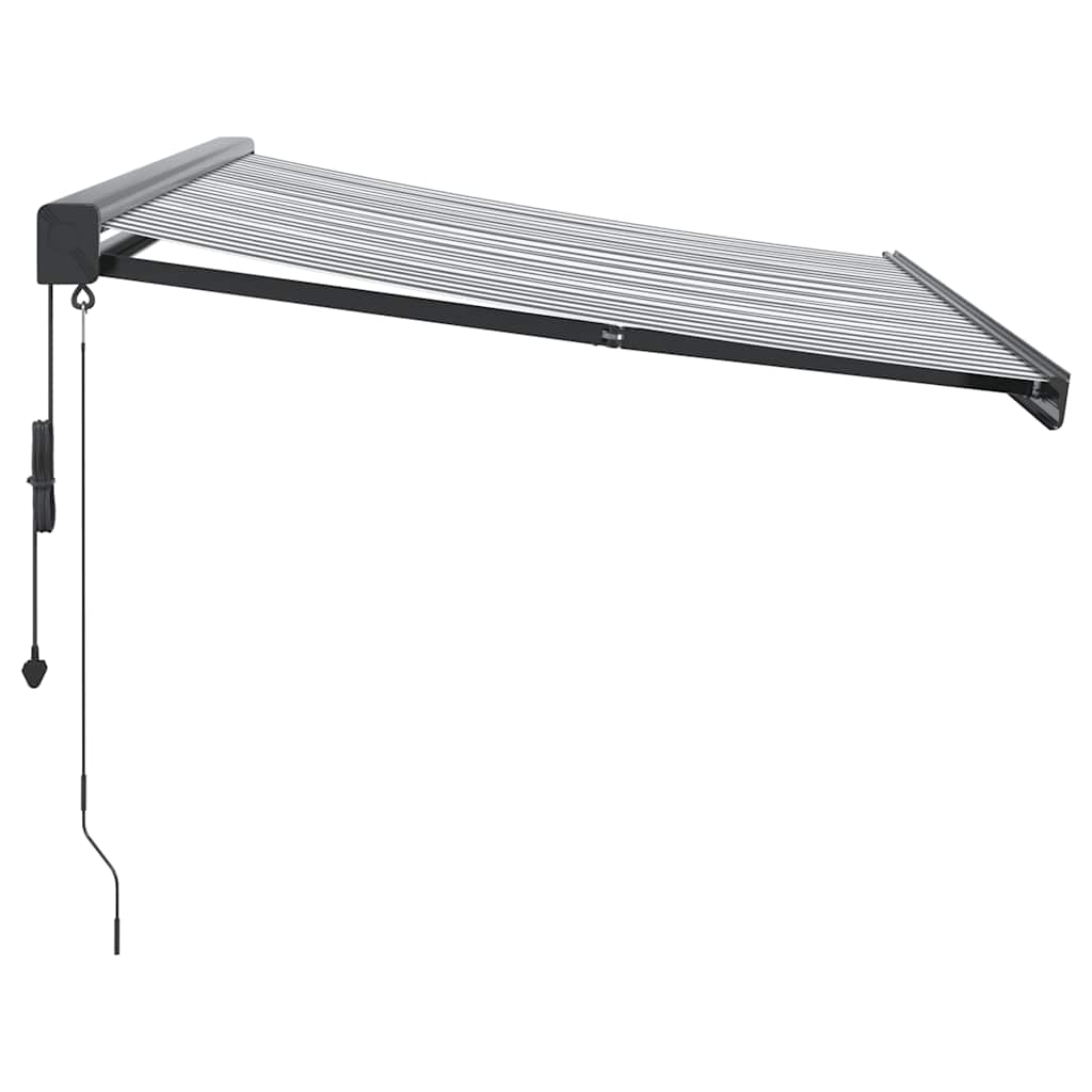 Markise Einziehbar Blau und Weiß 4x3 m Stoff und Aluminium