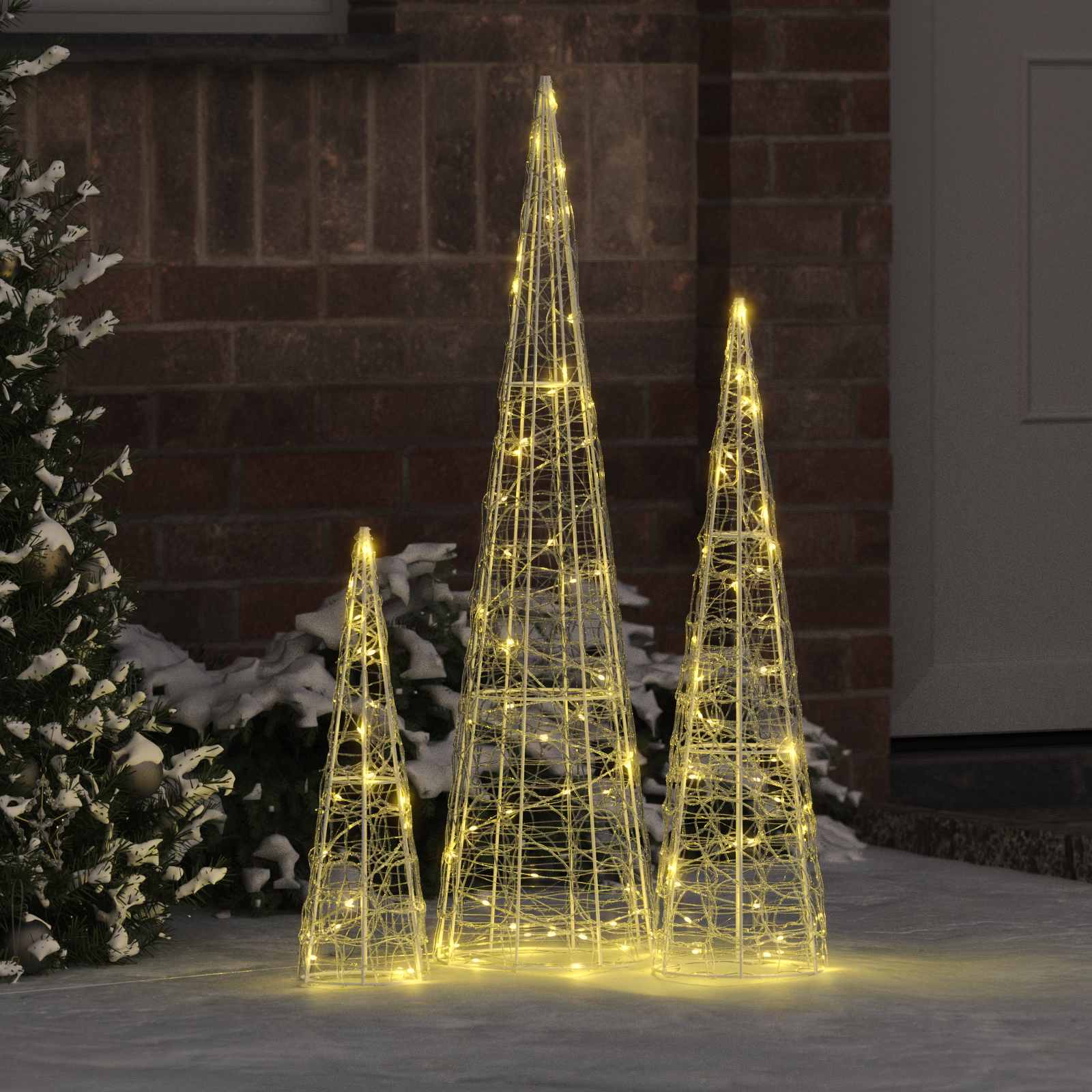 Weihnachtsbaum mit 90 LEDs 3 pcs Warmweiß 20 x 20 x 80 cm Acryl