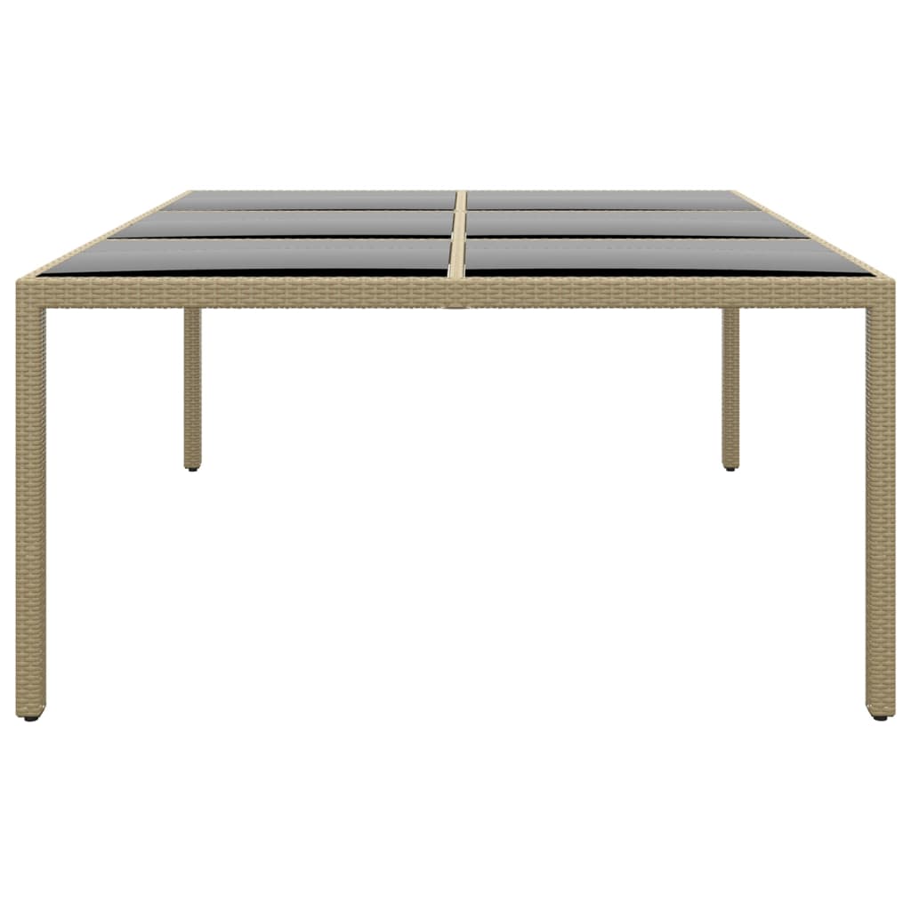 Gartentisch 200x150x75 cm Hartglas und Poly Rattan Grau
