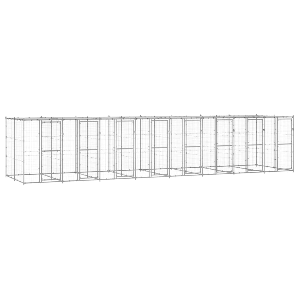 Outdoor-Hundezwinger Stahl mit Überdachung 110x220x180 cm