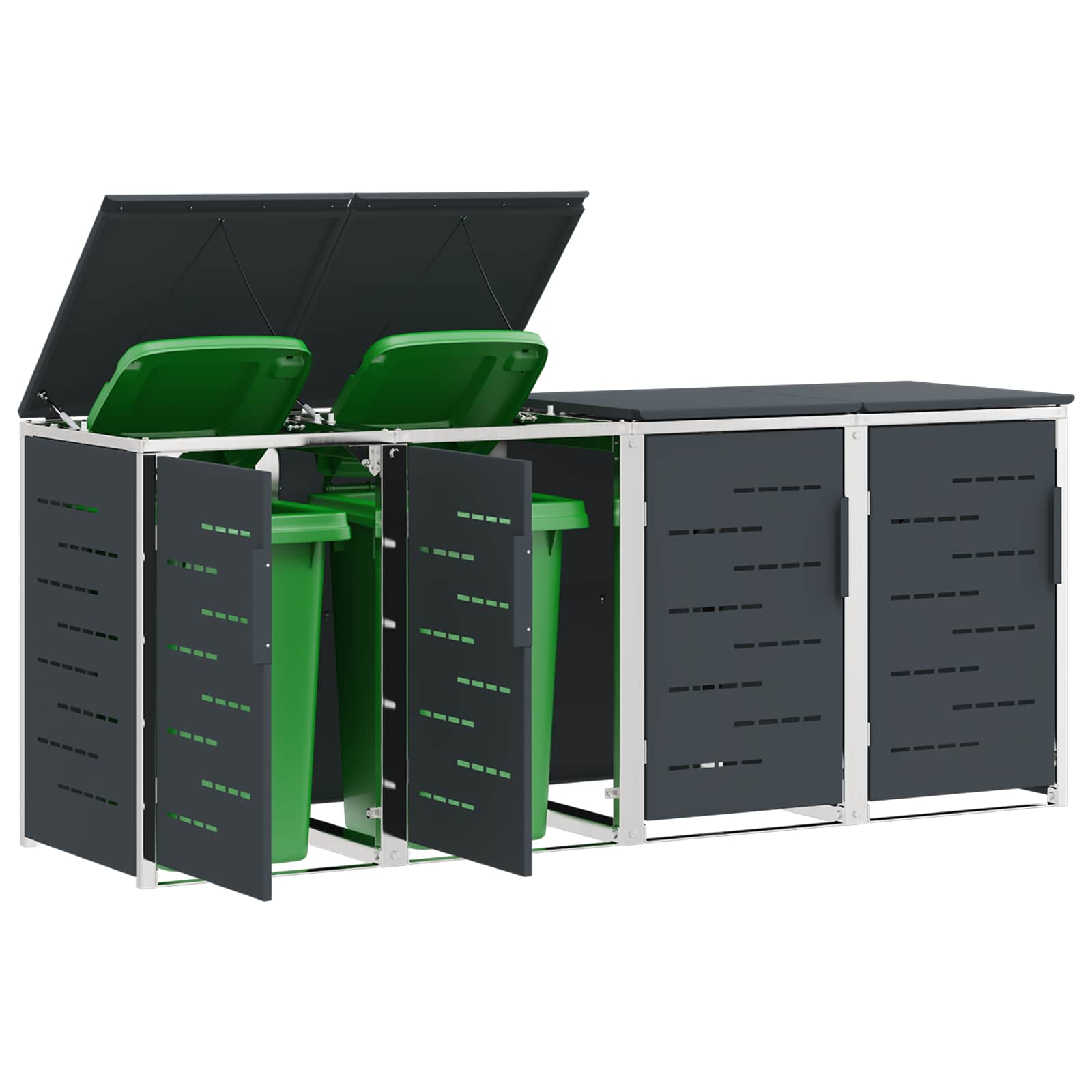 Mülltonnenbox for 2 Bins 240L Edelstahl Schwarz