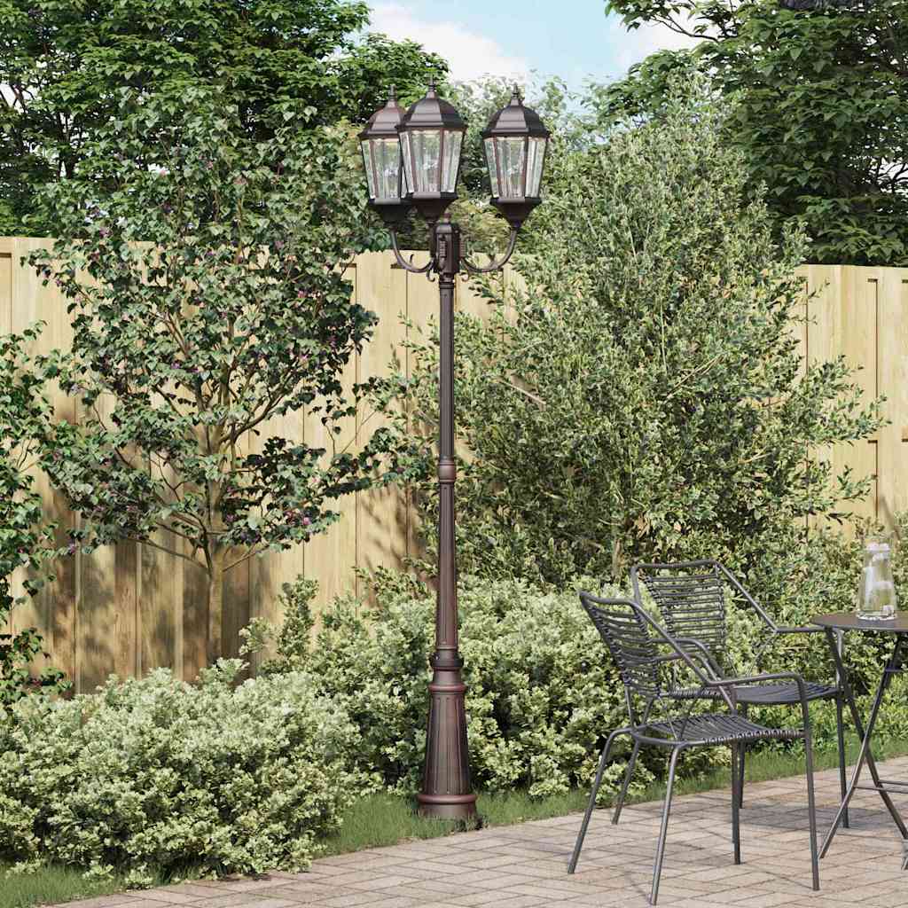 Gartenlaterne 3-flammig 230 cm Dunkelgrün/Schwarz Aluminium