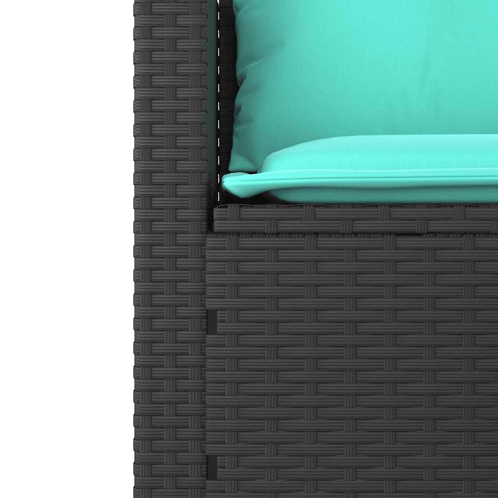 3-teiliges Gartensofa-Set mit Kissen, grau, Polyrattan