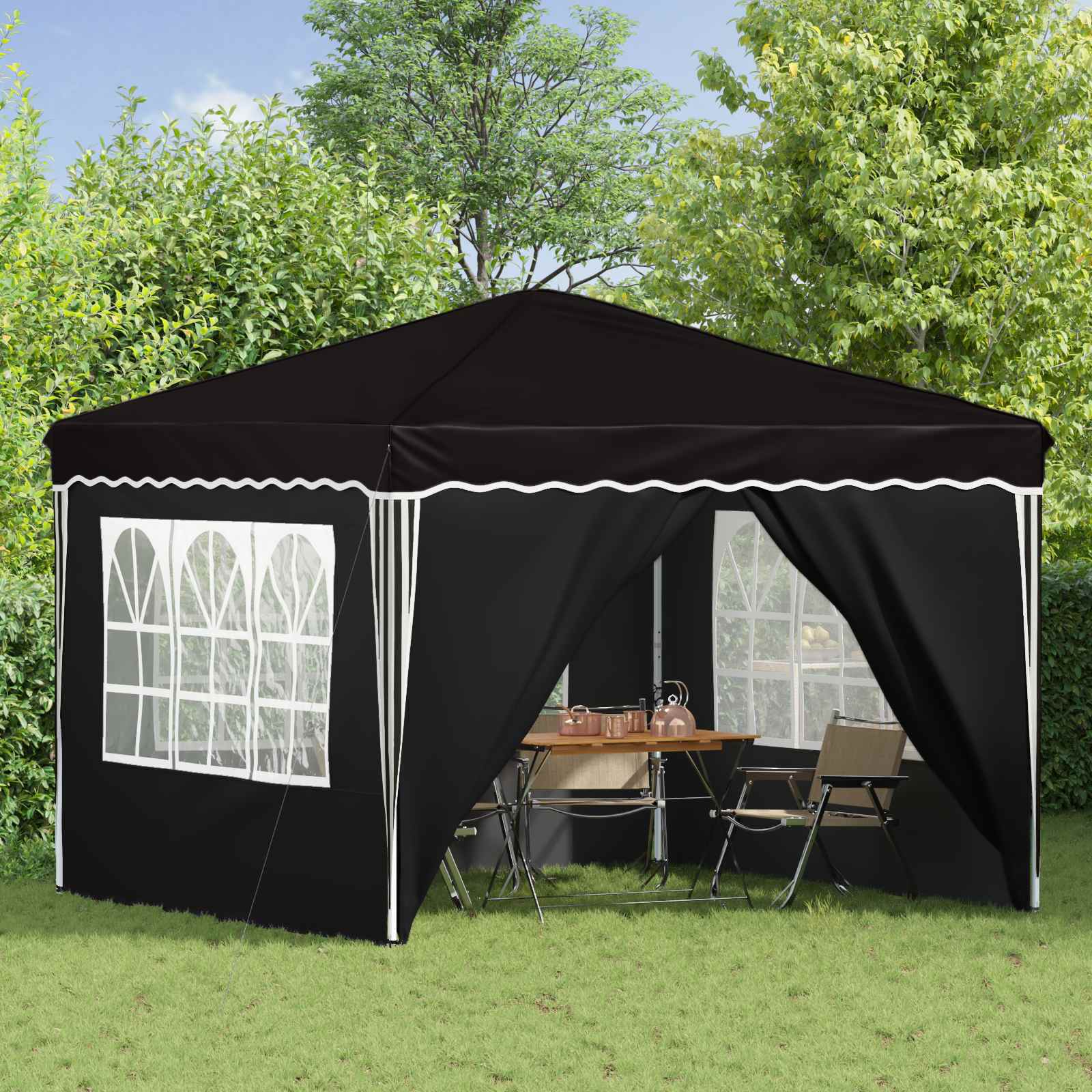 Pop-up Partyzelt 288 x 288 x 245 cm Creme Oxford-Stoff