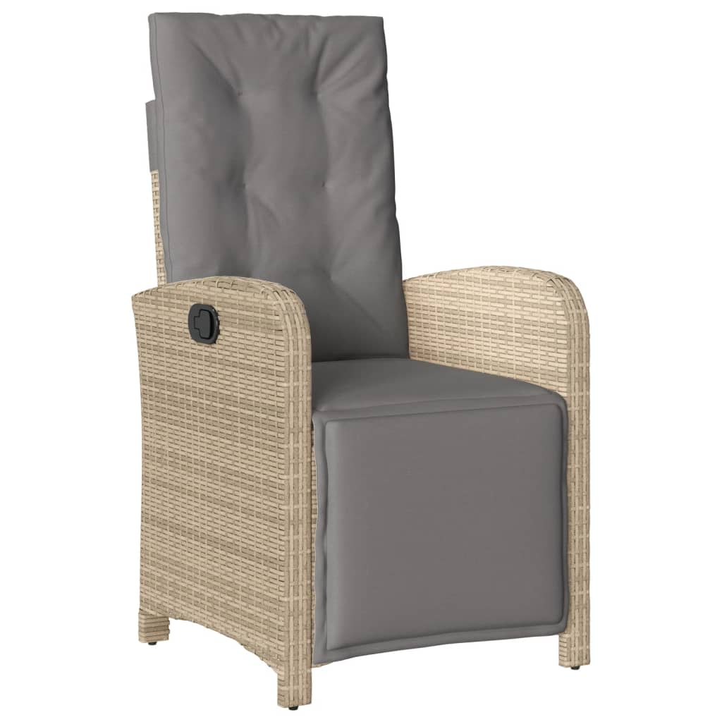 Gartensessel mit Fußteil Verstellbar Schwarz Poly Rattan
