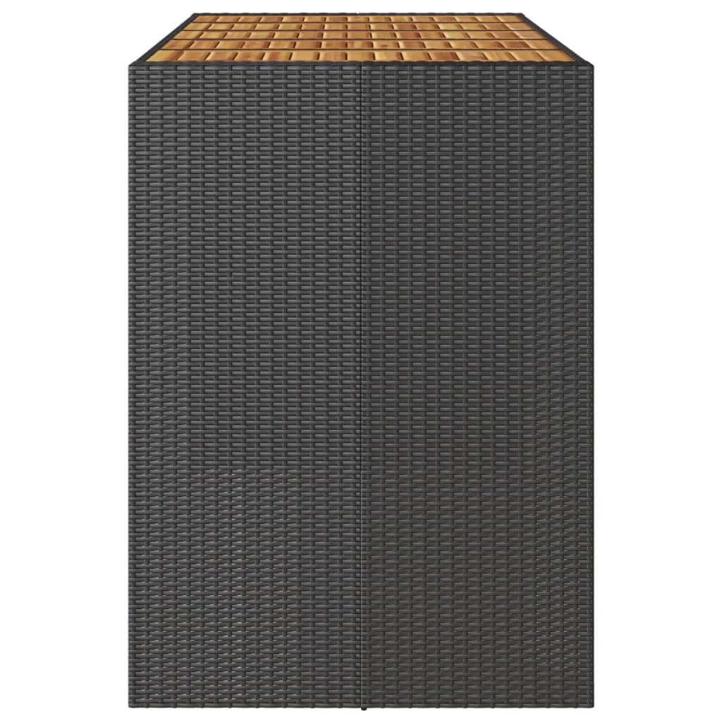 Garten-Bartisch mit Holzplatte Schwarz 105x80x110 cm Polyrattan