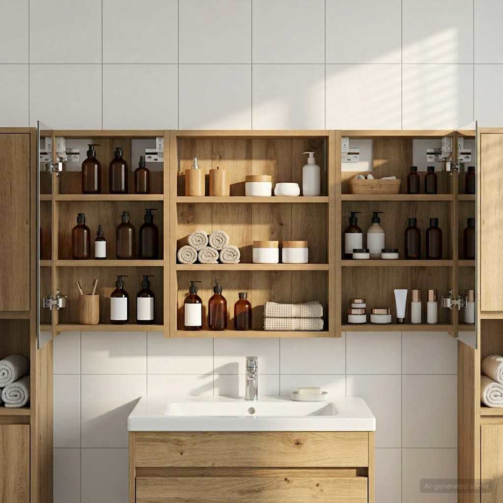 Badezimmerschrank-Set 3 pcs 80 x 10,5 x 50 cm Holzwerkstoff