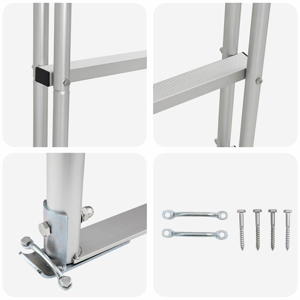3-Stufen Dockleiter Silber 45 x 11,5 x 134 cm Aluminium